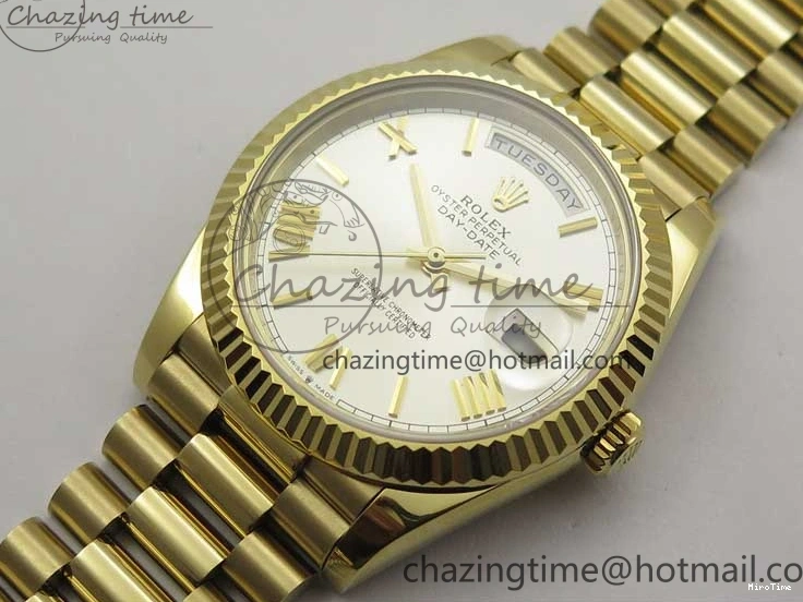 MiroTime 0220 Day-Date 40mm 228239 BP New Dial Version 904 YG Silver Roman Markers Dial on SS President Bracelet A Popular 2806